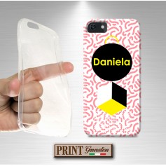 Cover - 'personalizzata NOME memphis style 2' ASTRATTO colori GEOMETRICO PERSONALIZZATA con NOME IPHONE