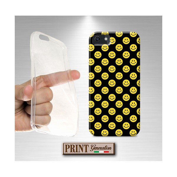 Cover - 'SMILEY PATTERN' EMOJI pattern carino DARK divertente SAMSUNG