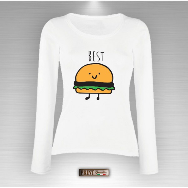 T-Shirt maniche lunghe - BEST FRIENDS HAMBURGER E PATATINE - Idea regalo