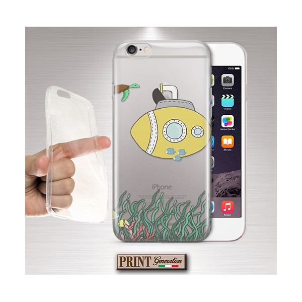 Cover - 'SUBMARINE DOODLE' TRASPARENTE sommergibile carino oceano tartaruga pesci ASUS ZENFONE