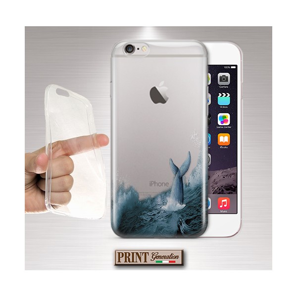 Cover - 'balena 1' TRASPARENTE mare OCEANO azzurro IPHONE