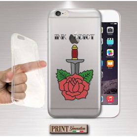 Cover - 'INK ADDICT ROSE KNIFE' TATUAGGI CARINO TRASPARENTE TRADITIONAL STYLE ROSA E COLTELLO ASUS ZENFONE