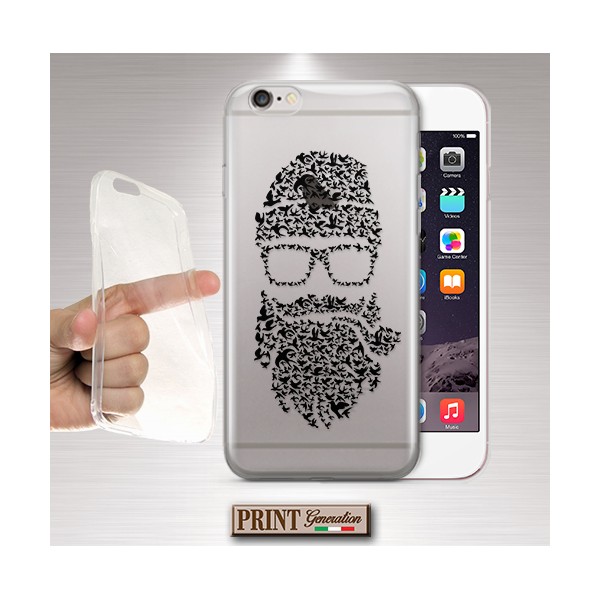 Cover - 'HIPSTER birds beard' TRASPARENTE uccelli barba occhiali SAMSUNG