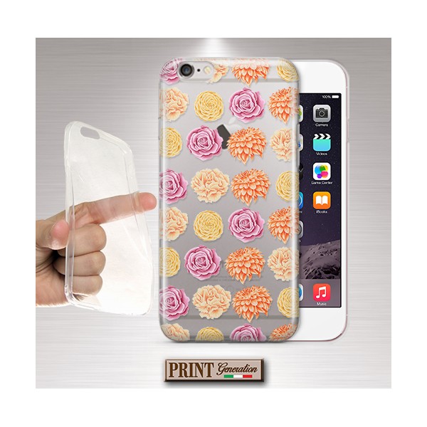 Cover - 'peachy palette flowers trasp' TRASPARENTE fiori rosa carino SAMSUNG