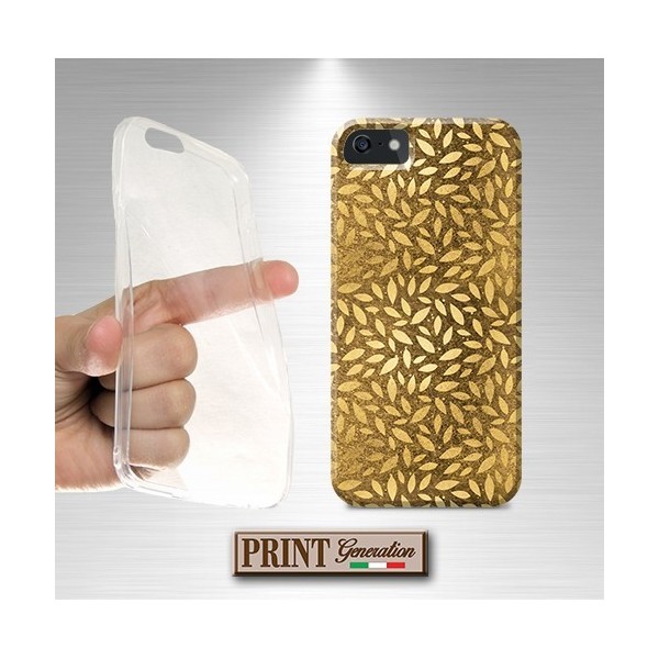 Cover stampata foglie oro collage effetto glitter Oppo