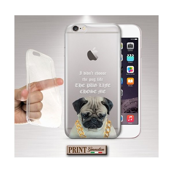 Cover - 'PUG CARLINO -THUG- LIFE -LYFE- trasp' DIVERTENTE CUCCIOLO CARINO FRASI TUMBLR Oppo