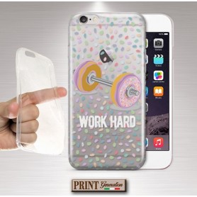 Cover - 'DONUTS work hard' pesi ciambelle carino trasparente gym Oppo