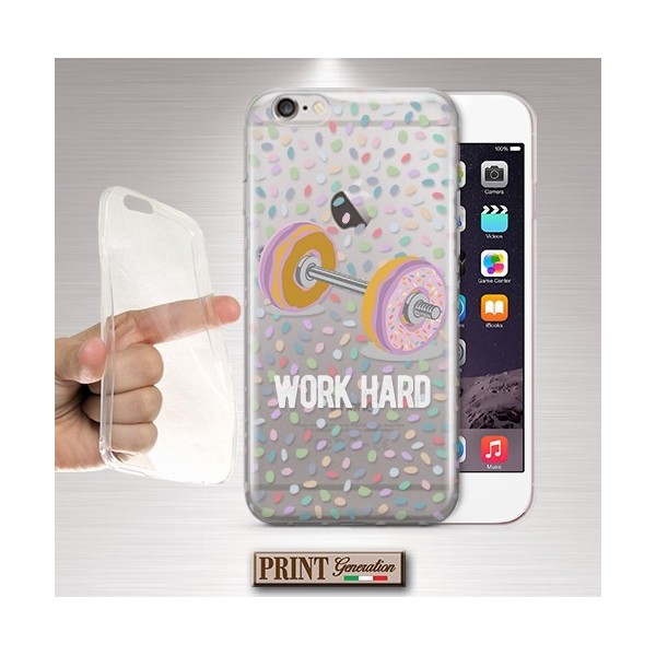 Cover - 'DONUTS work hard' pesi ciambelle carino trasparente gym Oppo