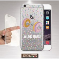 Cover - 'DONUTS work hard' pesi ciambelle carino trasparente gym Oppo