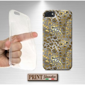 Cover stampata Leopardato fondo silver effetto glitter Oppo