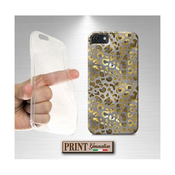 Cover stampata Leopardato fondo silver effetto glitter Oppo