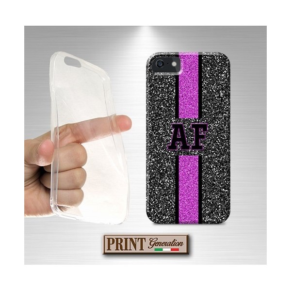 Cover stampata Personalizzata monogramma scintillante fucsia effetto glitter Oppo