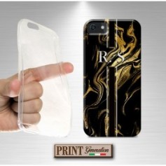 Cover stampata Marmo nero oro effetto glitter Oppo