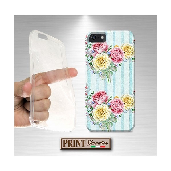 Cover striscia rose e fiori gialli Oppo