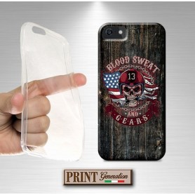 Cover stampata America skull blood effetto legno Oppo