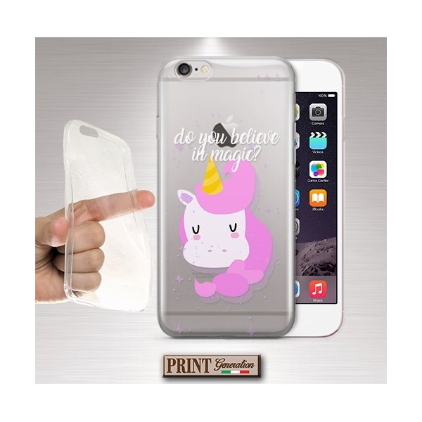 Cover - 'UNICORN believe' unicorno carino trasparente MAGIA delicato FANTASIA colori pastello Oppo