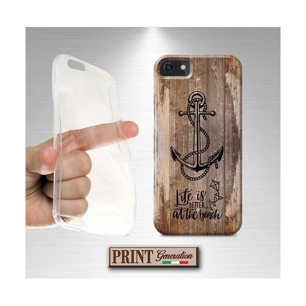 Cover stampata effetto Legno vita mare life beach Oppo