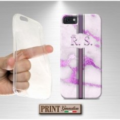 Cover stampata Marmo bianco fucsia effetto glitter Oppo