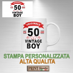 Tazza PERSONALIZZATA 50 compleanno ANNO vintage boy età anni regalo sorpresa